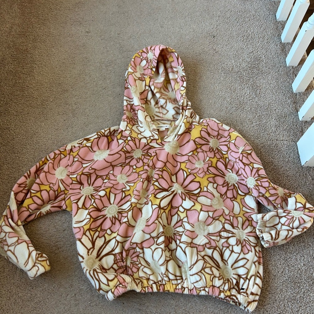 Floral Pink and Cream women’s hoodie